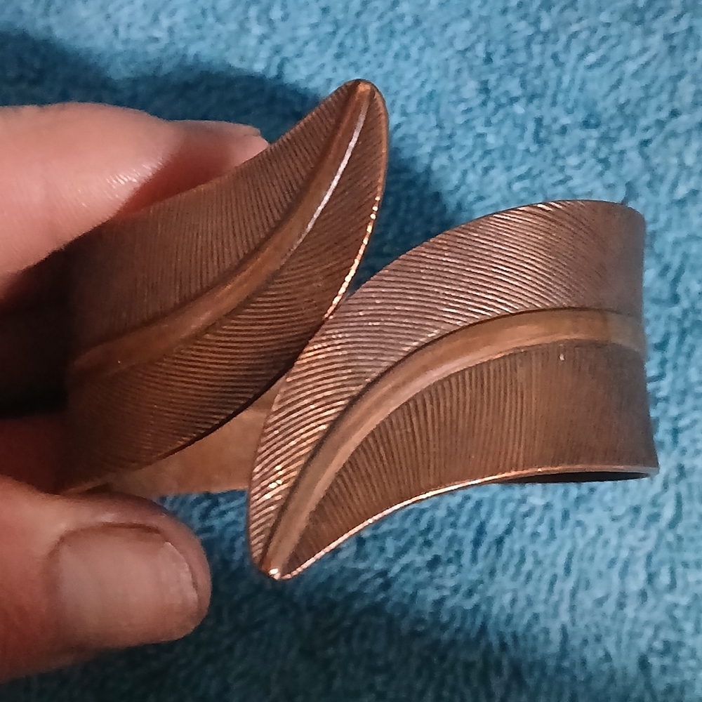Copper Leaf Design Hinge Bracelet - image 1